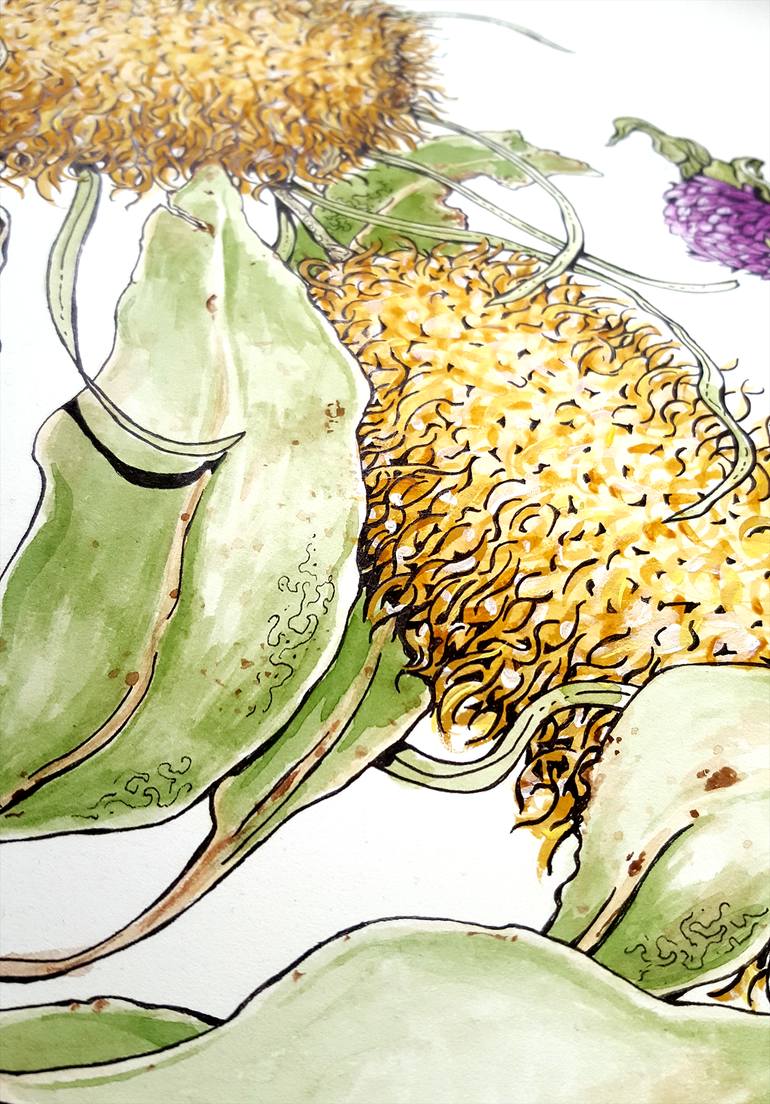 Original Folk Nature Drawing by Pilar Basa