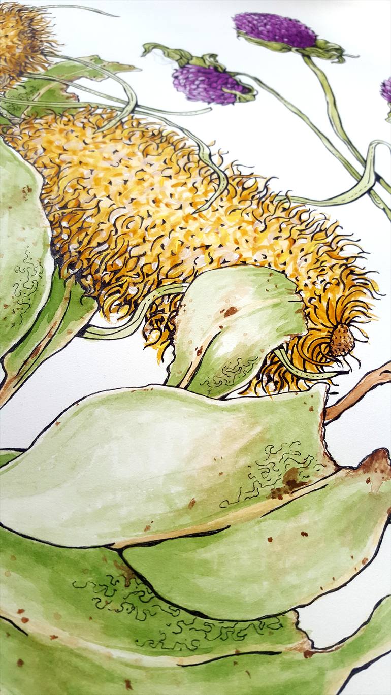 Original Folk Nature Drawing by Pilar Basa