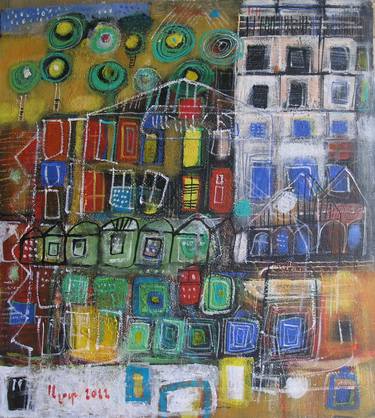 Original Abstract Expressionism Architecture Paintings by Ashot Harutyunyan