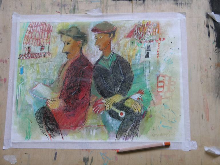 Original Abstract People Painting by Ashot Harutyunyan
