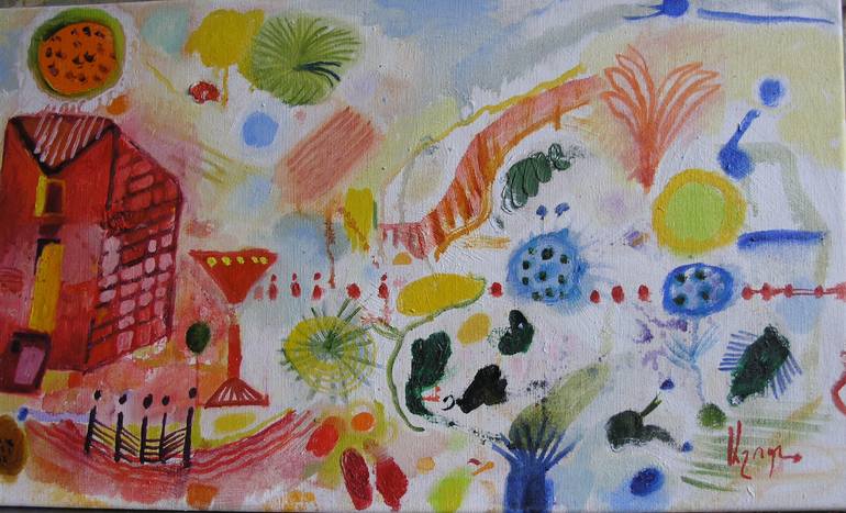 Original Art Nouveau Abstract Painting by Ashot Harutyunyan