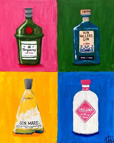 Gin bottles in color thumb