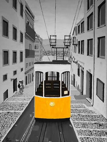Tram in Lisboa (yellow & blackwhite) thumb