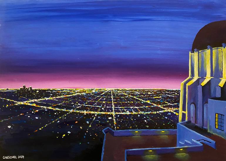 Original Architecture Painting by Jan-torben Ginschel | Modernism Art on Canvas | Griffith Park, Los Angeles