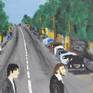 This painting is made in one week in 2017. The four beatles cross the Abbey road.
