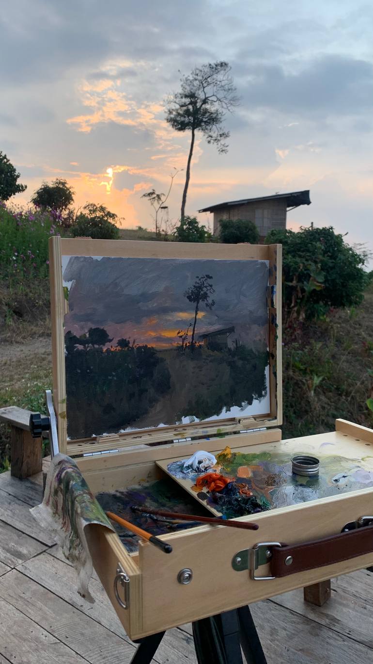 Original Impressionism Landscape Painting by Theerapong Kamolpus