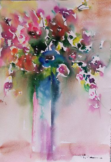 Original Expressionism Floral Paintings by Tatjana Karabasevic