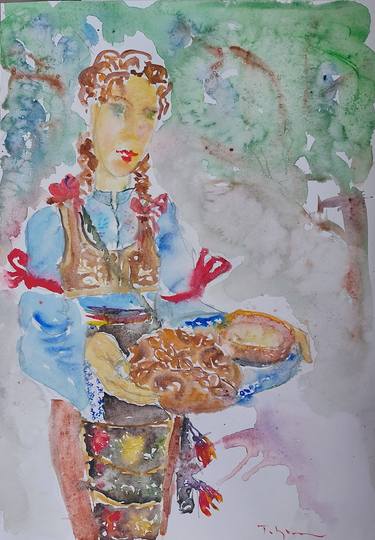 Original Figurative Food & Drink Paintings by Tatjana Karabasevic