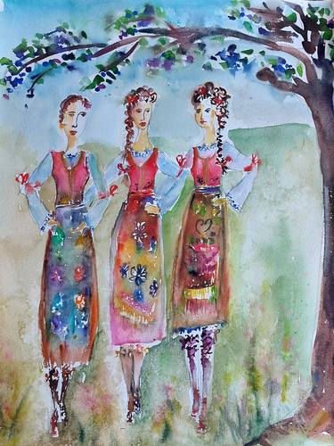 Original Expressionism Women Painting by Tatjana Karabasevic