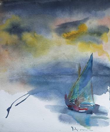 Original Expressionism Boat Paintings by Tatjana Karabasevic