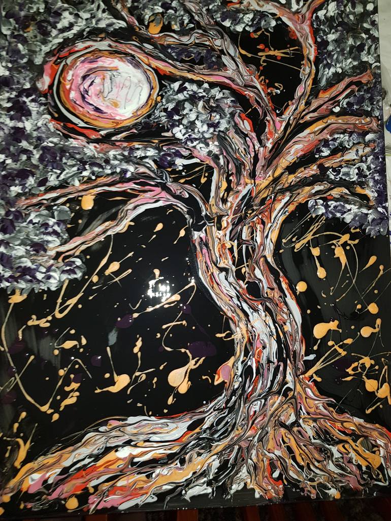 Dark Tree Moonlight Painting By Connie Lewis Saatchi Art