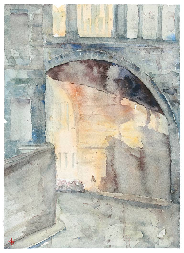 Original Architecture Painting by Adam Brewster | Realism Art on Paper | Waterloo Fire - Limited Edition Print number 1 of 25