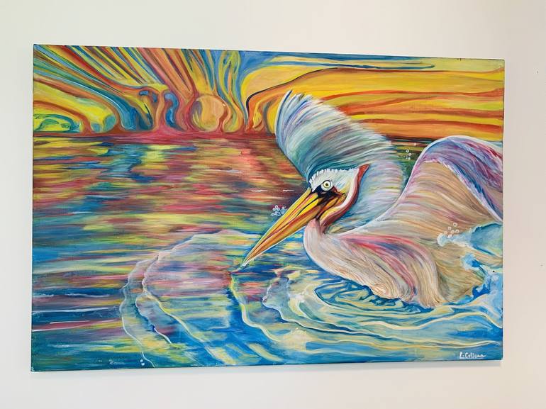 Pelican in Ground Effect : Sandra Watercolors™ : ORIGINAL PAINTING