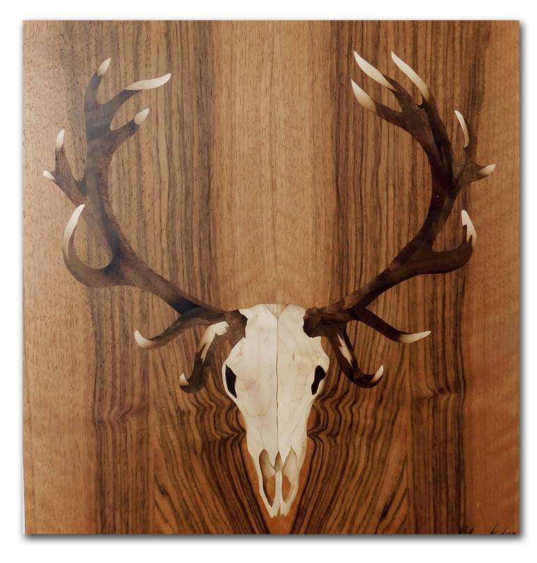 deer painting on wood