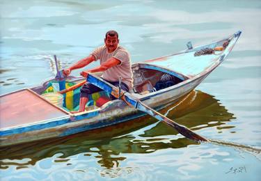Print of Boat Paintings by Ahmed Bayomi