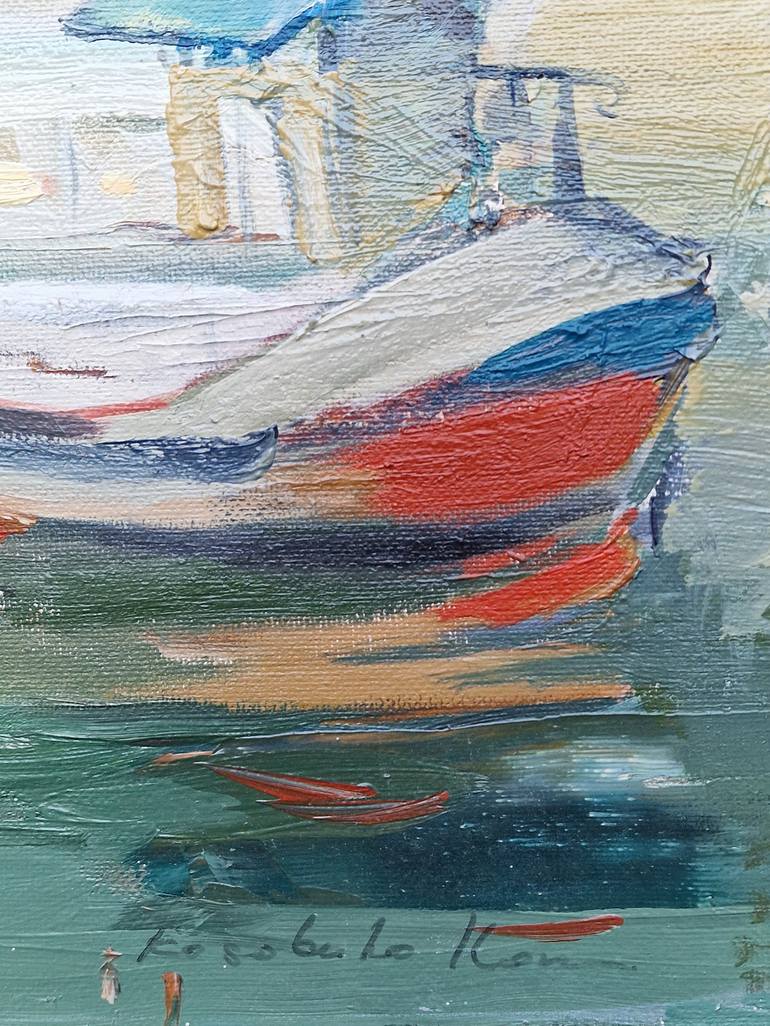 Original Boat Painting by Ilona Kosobuko