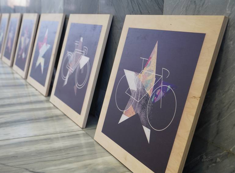 Original Abstract Transportation Mixed Media by Csilla Tomka