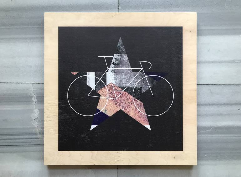 Original Abstract Transportation Mixed Media by Csilla Tomka