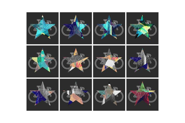 Original Abstract Transportation Mixed Media by Csilla Tomka