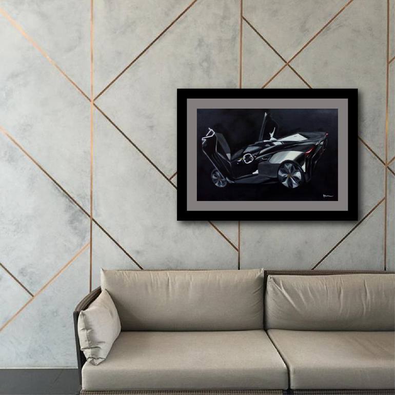 Original Art Deco Car Painting by HANIS JAAFAR