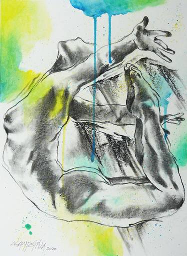 Original Nude Drawing by Gus and Lina Fine Art - Metal Art