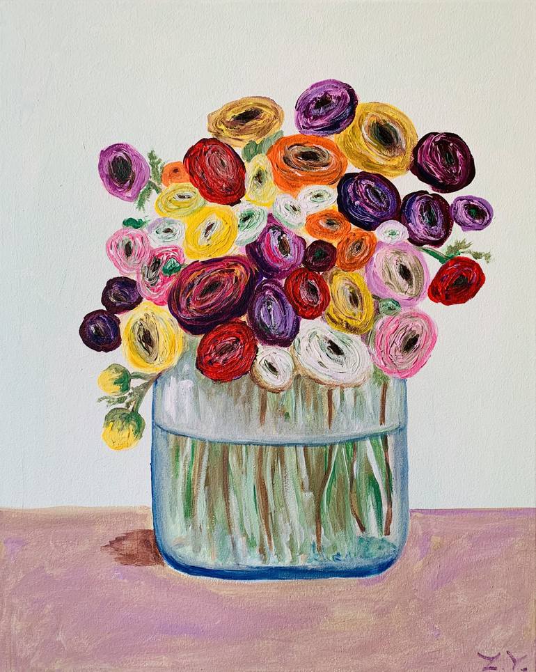 Print of Expressionism Floral Paintings by Yevheniia Zhydkova