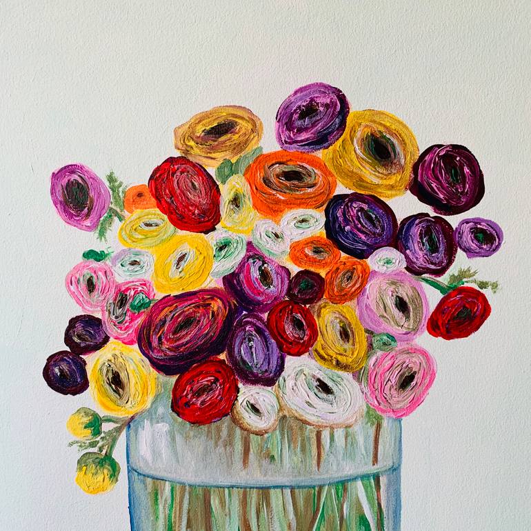 Original Expressionism Floral Painting by Yevheniia Zhydkova