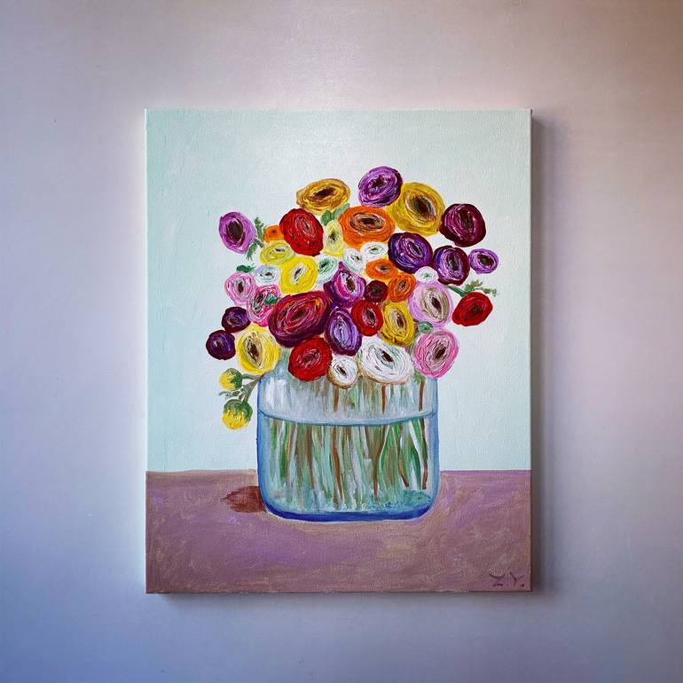 Original Expressionism Floral Painting by Yevheniia Zhydkova
