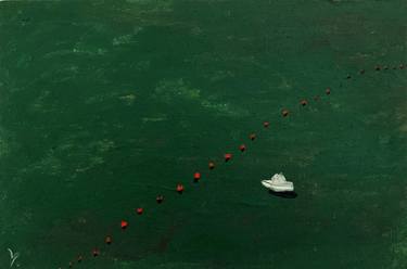 Original Abstract Expressionism Boat Paintings by Yevheniia Zhydkova