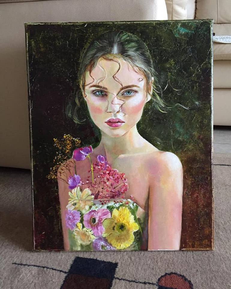 Original Fine Art Portrait Painting by Larisa Grebentsova