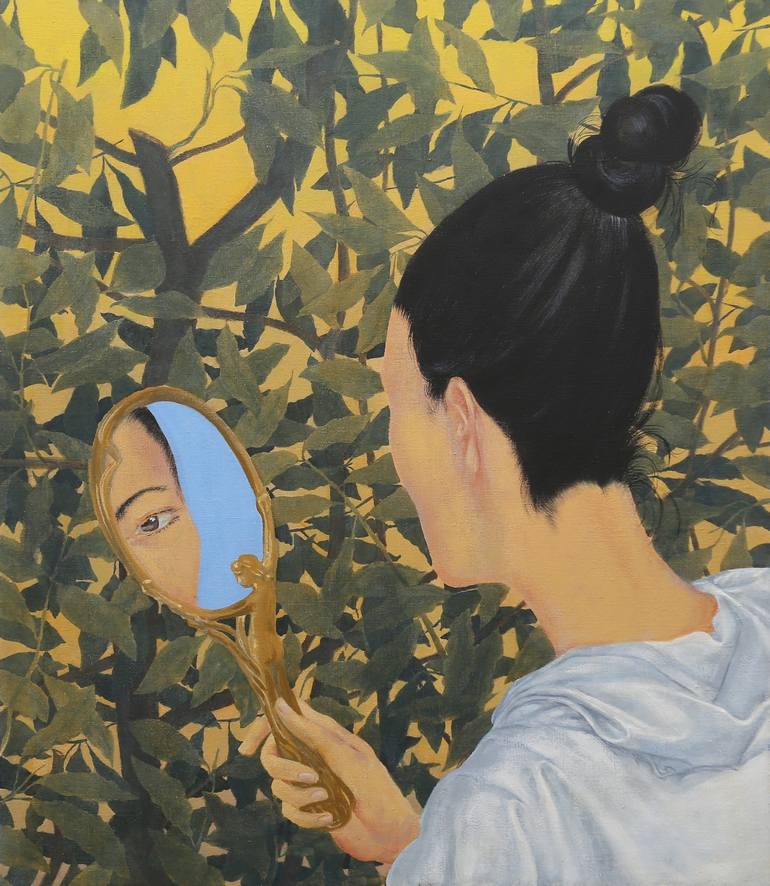 Sara in the mirror Painting by Armando Prieto Perez | 