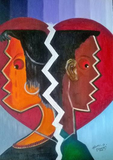 The Embrace: Afrocentric black art. Original canvas art by Oya Arts