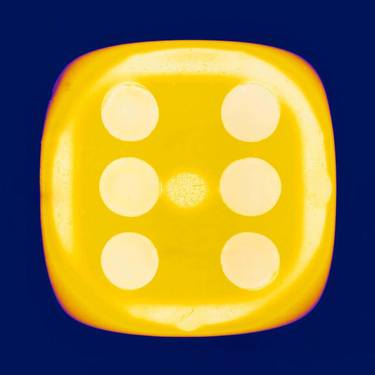 Dice Series, Chartreuse Yellow Six (inky blue) thumb