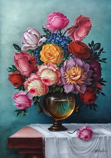 Original Fine Art Floral Paintings by Amr El Gohary