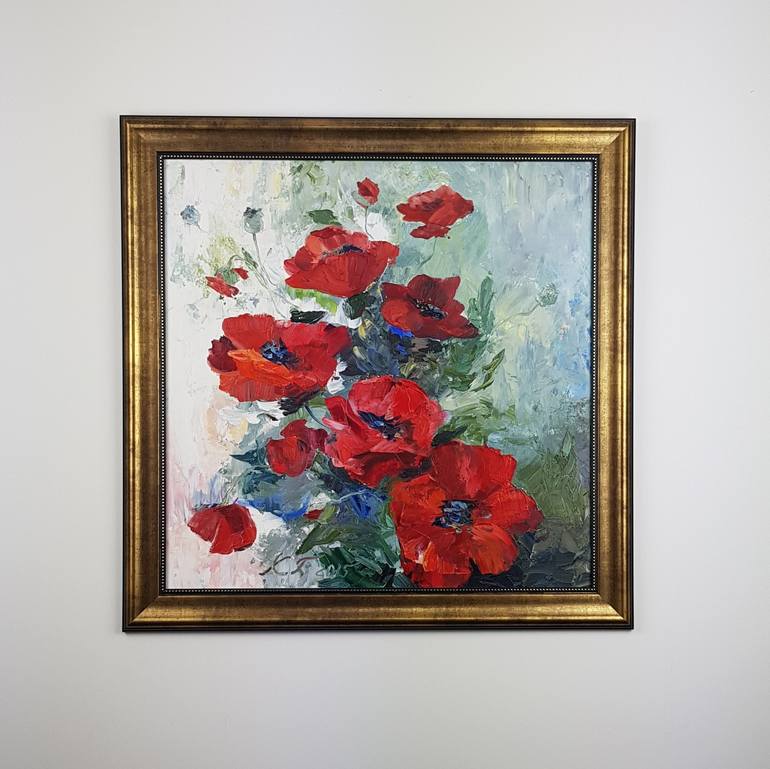 Red Flowers Poppies Oil Painting Painting By Galina Khusainova Saatchi Art