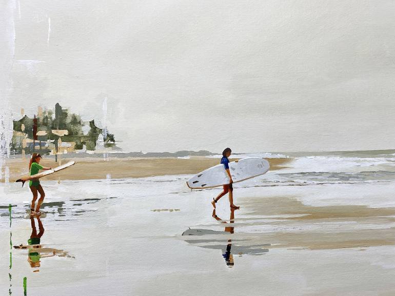 Original Fine Art Beach Painting by Helen Sinfield