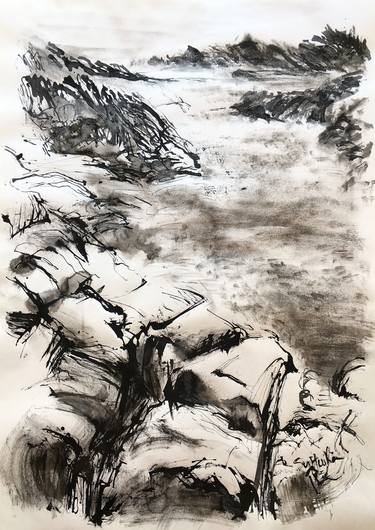 Original Abstract Expressionism Landscape Drawings by Huixin Su