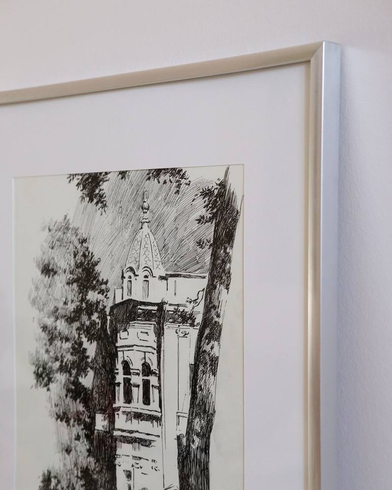 Original Fine Art Architecture Drawing by Ksenya Shapkina