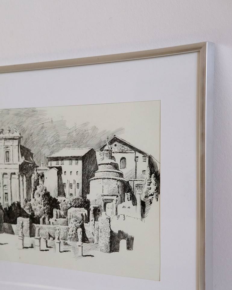 Original Fine Art Architecture Drawing by Ksenya Shapkina