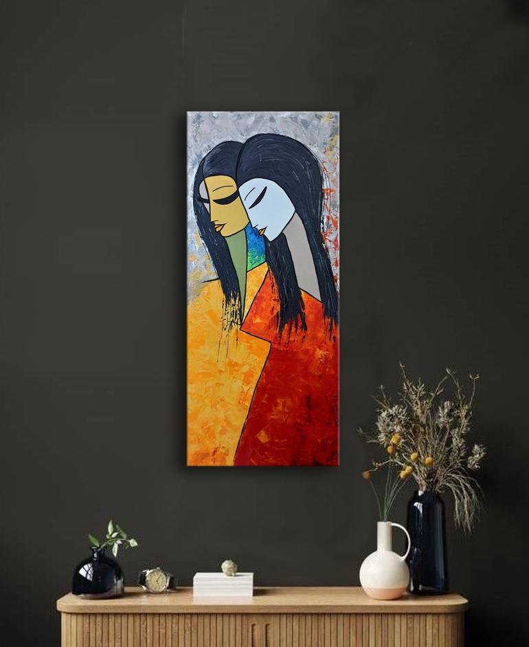 Original People Painting by Edit Voros