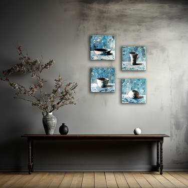 Original Abstract Still Life Paintings by Edit Voros