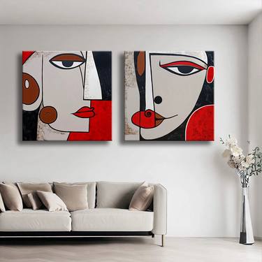 Original Abstract People Painting by Edit Voros