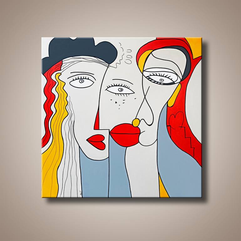 Original Abstract People Painting by Edit Voros