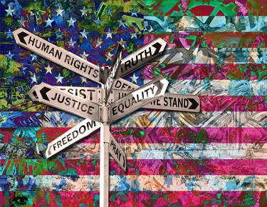 Original Political Mixed Media by Joanie Landau