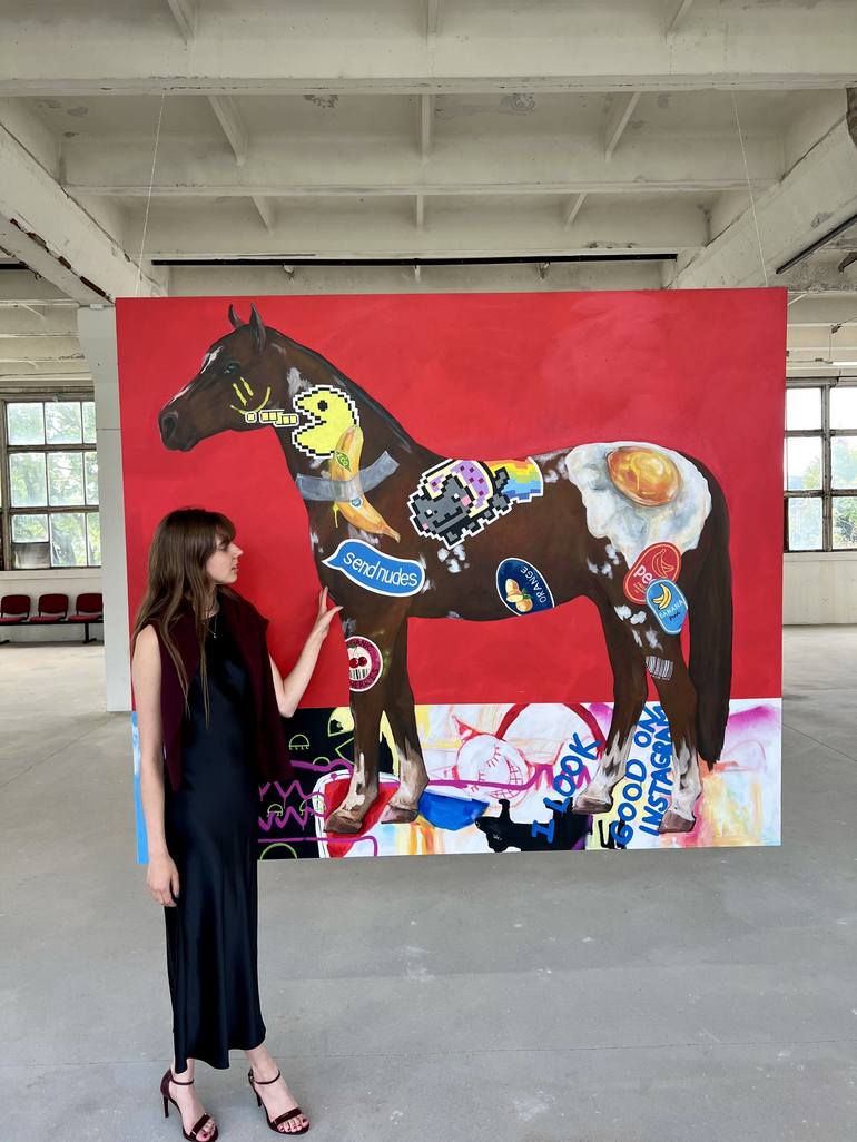 Original Abstract Expressionism Animal Painting by Elina Sanda Zake