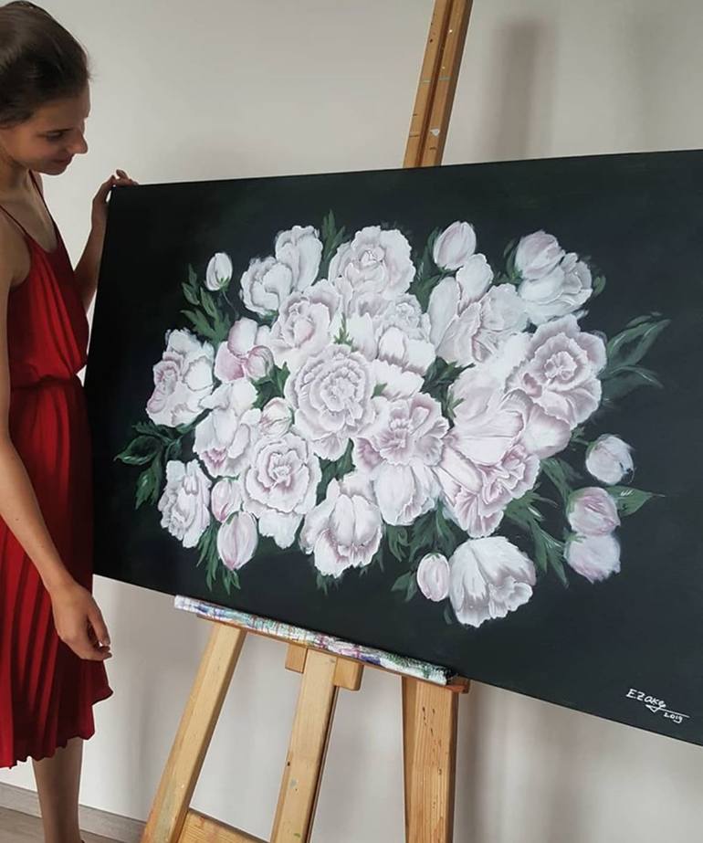 Original Abstract Floral Painting by Elina Sanda Zake