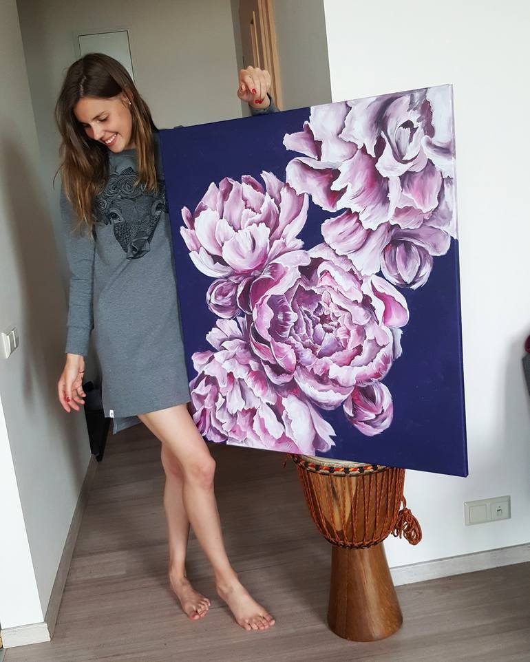 Original Abstract Floral Painting by Elina Sanda Zake