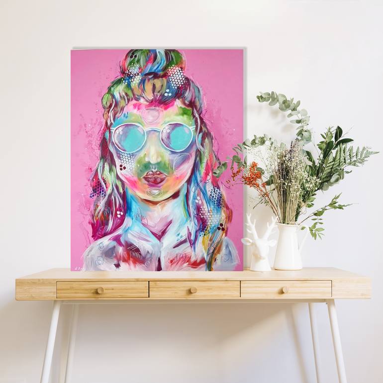 Original Abstract Portrait Painting by Elina Sanda Zake