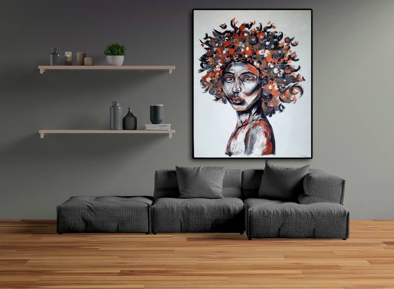 Original Abstract Portrait Painting by Elina Sanda Zake