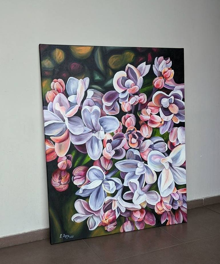 Original Abstract Floral Painting by Elina Sanda Zake